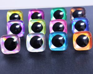 24mm 3d square shape safety toy eyes with colorful disc with sinker washer 100pcs/lot