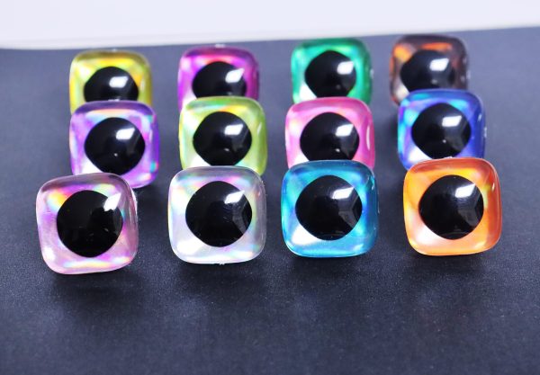 24mm 3d square shape safety toy eyes with colorful disc with sinker washer 100pcs/lot
