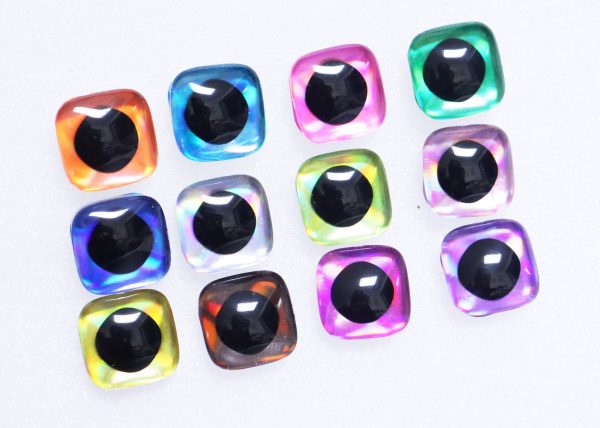 24mm 3d square shape safety toy eyes with colorful disc with sinker washer 100pcs/lot