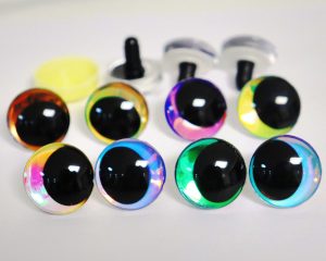 100pcs 3d oval pupil offcentre eyes with coloful disc with sinker washer
