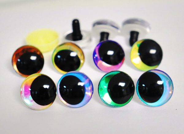100pcs 3d oval pupil offcentre eyes with coloful disc with sinker washer