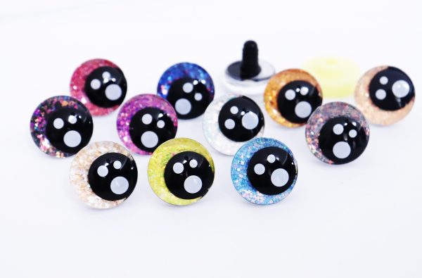 3D black Pupil offcentre eyes with white dot with sinker hard washer-c11 25mm  option