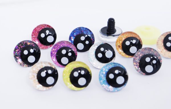 3D black Pupil offcentre eyes with white dot with sinker hard washer-c11 25mm  option - Image 2