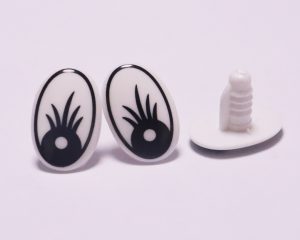 15x20mm black with eyelash print toy eye with handpress washer