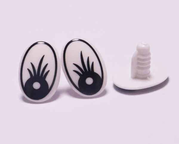 15x20mm black with eyelash print toy eye with handpress washer