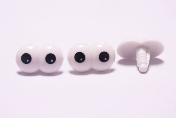 14x20mm white with black dot  toy eye with handpress washer