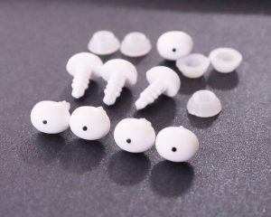 7x9mm oval white with black dot toy eye with handpress washer