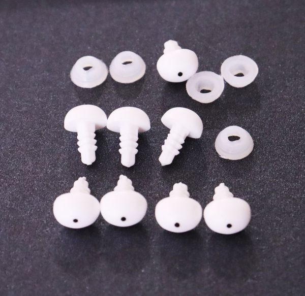 7x9mm oval  white with black dot  toy eye with handpress washer - Image 3
