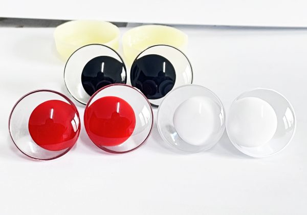 3D offcentre eyes red pupil clear toy eyes with sinker washer 14mm-35mm option  for craft doll - Image 2