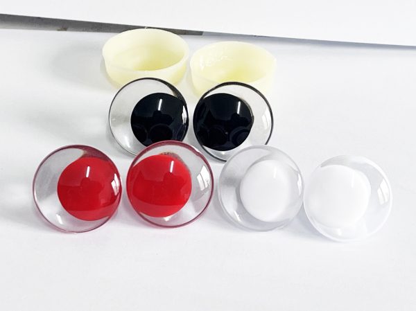 3D offcentre eyes red pupil clear toy eyes with sinker washer 14mm-35mm option  for craft doll - Image 3