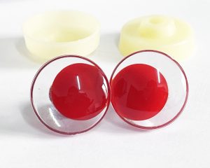 3D offcentre eyes red pupil clear toy eyes with sinker washer 14mm-35mm option for craft doll
