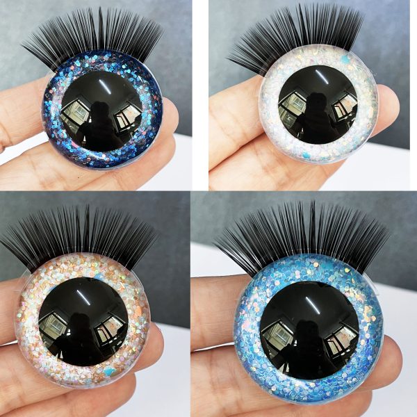 9mm-60mm round clear crystal eyes with hard washer with eyelash tray  for diy plush doll findings-T10 - Image 2