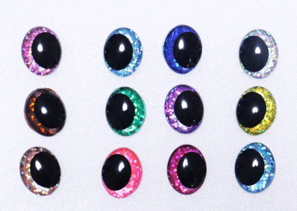 18x24mm colorful oval offcentre toy eyes with handpress washer-b11