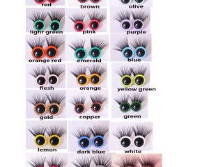 12mm 14mm 15mm colorful handpaint round toy eyes with eyelash tray with handpress color option