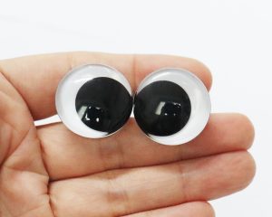 3D offcentre eyes black pupil clear toy eyes with sinker washer with white disc 12mm-40mm option for craft doll