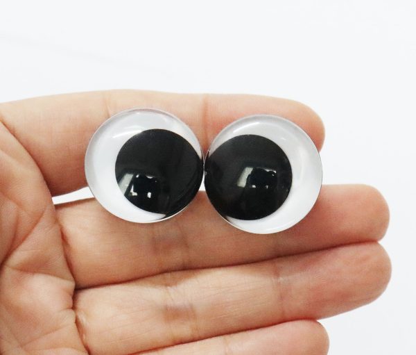 3D offcentre eyes black pupil clear toy eyes with sinker washer with white disc 12mm-40mm option  for craft doll