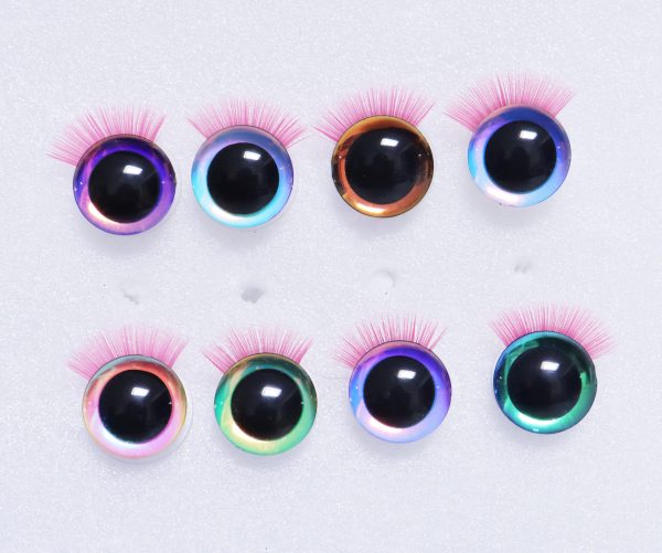 9mm-35mm 3D Centre eyes with colorful disc with pink eyelash tray -HC10