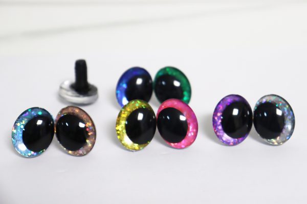 colorful doll eyes 18x24mm 3D black Oval Pupil offcentre eyes with sinker hard washer -B11 - Image 2
