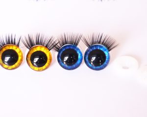 20mm dark blue gold toy round eyes with eyelash tray with disc with handress washer for diy craft doll fingdings