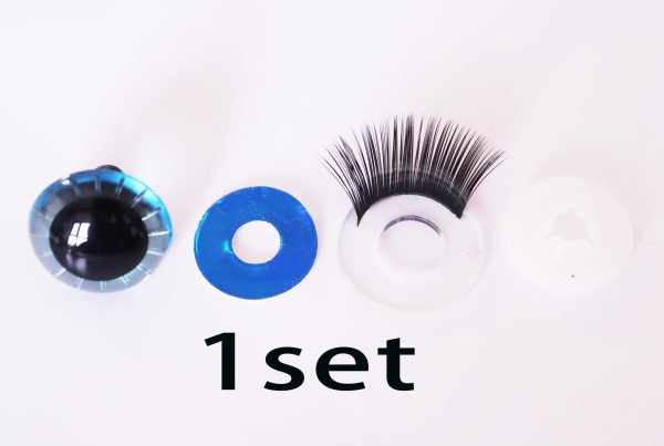 20mm dark blue gold toy round eyes with eyelash tray with disc with handress washer for diy craft doll fingdings - Image 2