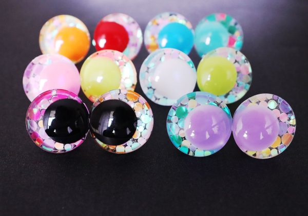 mixed 10pupil handpaint eyes 3D offcentre eyes with sinker washer-25mm-30mm