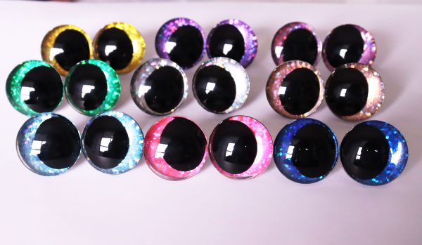 NEW 3D Oval pupil offcentre eyes with coloful disc with sinker washer-B11-25mm-30mm