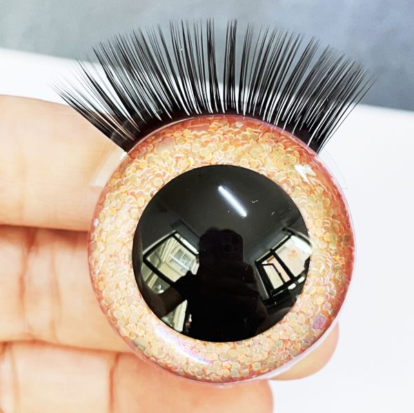 9mm-60mm round clear crystal eyes with hard washer with eyelash tray  for diy plush doll findings-T10 - Image 3