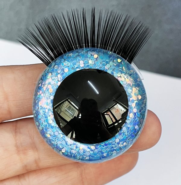 9mm-60mm round clear crystal eyes with hard washer with eyelash tray  for diy plush doll findings-T10 - Image 4