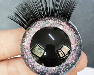 9mm-60mm round clear crystal eyes with hard washer with eyelash tray for diy plush doll findings-T10