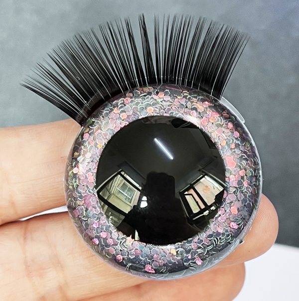 9mm-60mm round clear crystal eyes with hard washer with eyelash tray  for diy plush doll findings-T10