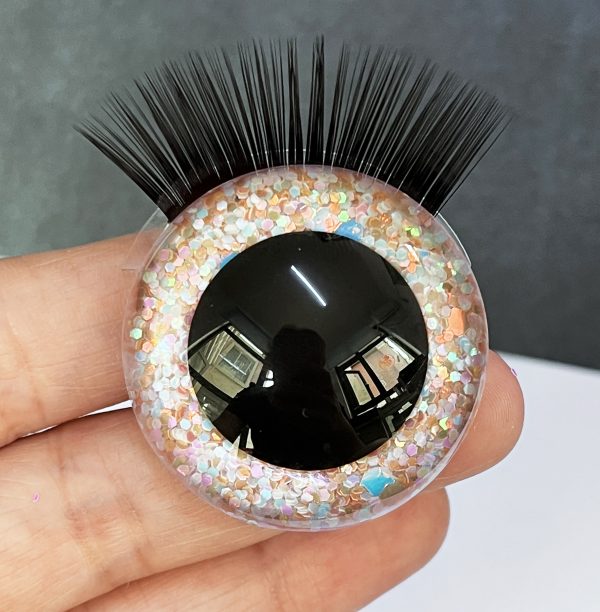 9mm-60mm round clear crystal eyes with hard washer with eyelash tray  for diy plush doll findings-T10 - Image 5