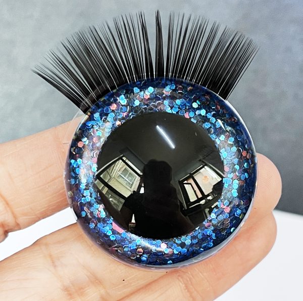 9mm-60mm round clear crystal eyes with hard washer with eyelash tray  for diy plush doll findings-T10 - Image 7
