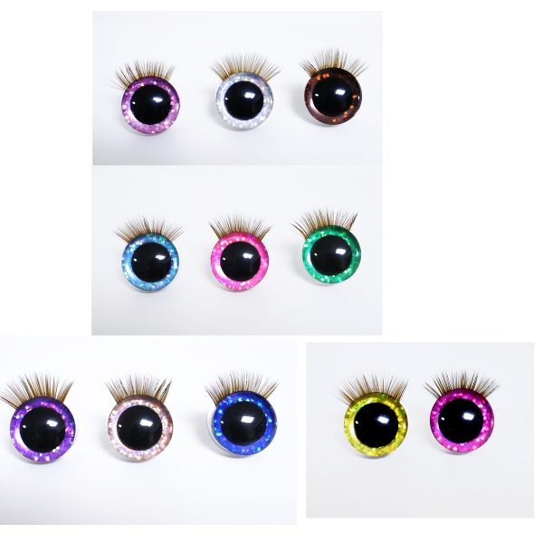 9mm-35mm mixed color 3D Centre eyes with colorful disc with brown eyelash tray -B11 - Image 2