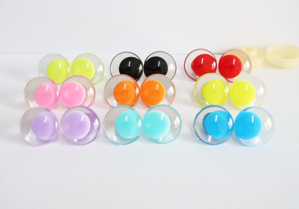 25mm 30mm 3D offcentre Clear eyes mixed 10color  pupil clear toy eyes with sinker hard washer for diy craft doll eyes findings