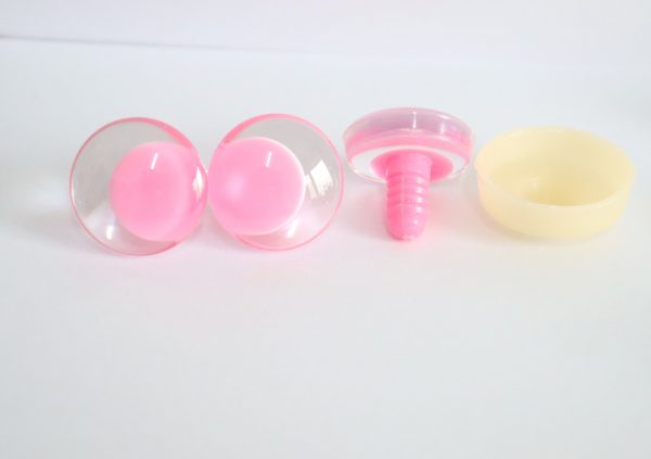 25mm 30mm 3D offcentre eyes  pink pupil clear toy eyes with sinker hard washer