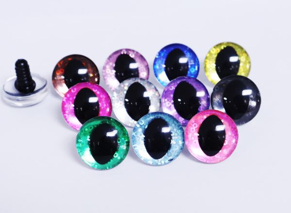 3D cat toy eyes oval pupil doll eyes with colorful disc with sinker washer for diy plush craft doll findings-Q10 - Image 2