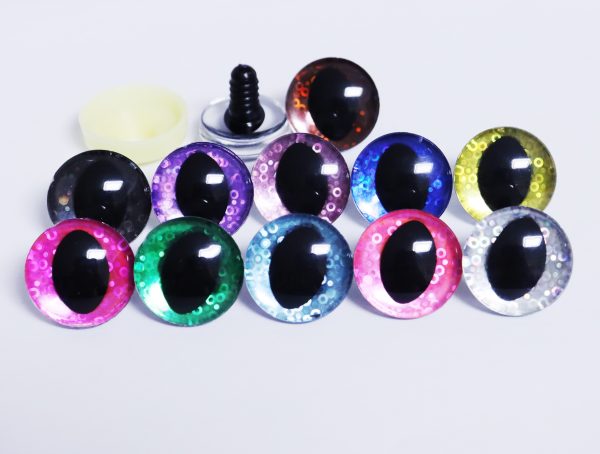 3D cat toy eyes oval pupil doll eyes with colorful disc with sinker washer for diy plush craft doll findings-Q10 - Image 3