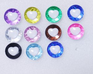 25mm 3D white heart pupil  safety toy eyes with colorful disc with sinker washer with colorful disc-Q10