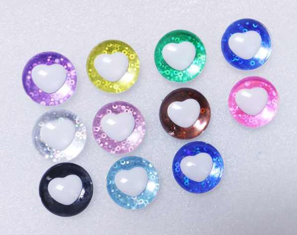 25mm 3D white heart pupil  safety toy eyes with colorful disc with sinker washer with colorful disc-Q10 - Image 3