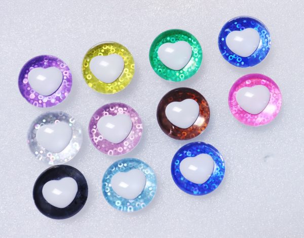 25mm 3D white heart pupil  safety toy eyes with colorful disc with sinker washer with colorful disc-Q10 - Image 2