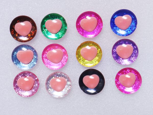 25mm 3D pink orange heart pupil  safety toy eyes with colorful disc with sinker washer with colorful disc-Q10 - Image 3