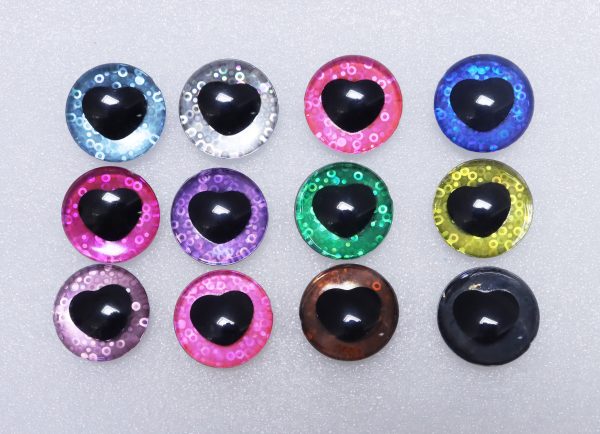 25mm 3D black  heart pupil  safety toy eyes with colorful disc with sinker washer with colorful disc-Q10 - Image 3