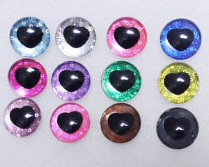 25mm 3D black heart pupil safety toy eyes with colorful disc with sinker washer with colorful disc-Q10