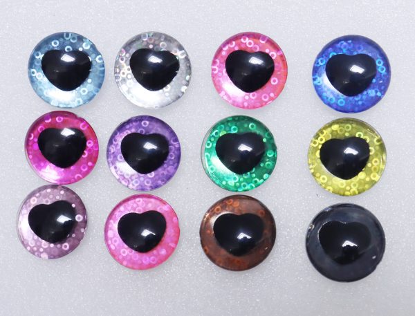 25mm 3D black  heart pupil  safety toy eyes with colorful disc with sinker washer with colorful disc-Q10