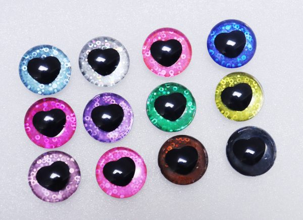 25mm 3D black  heart pupil  safety toy eyes with colorful disc with sinker washer with colorful disc-Q10 - Image 4