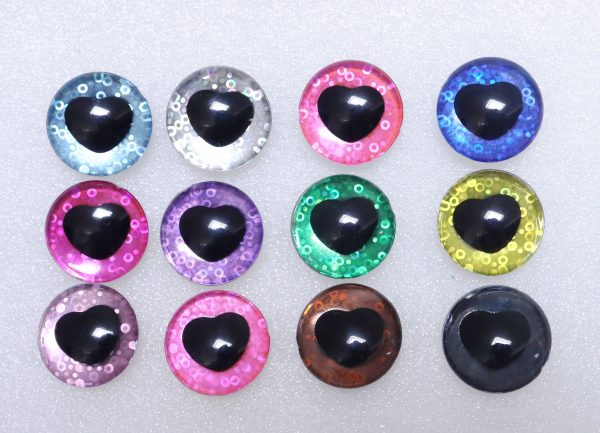 25mm 3D black  heart pupil  safety toy eyes with colorful disc with sinker washer with colorful disc-Q10 - Image 2
