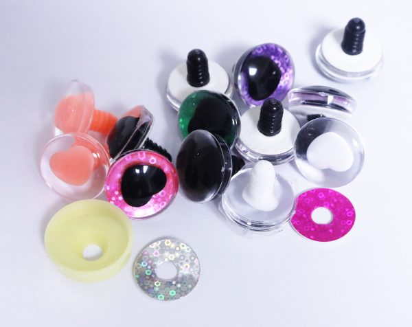 25mm 3D black  heart pupil  safety toy eyes with colorful disc with sinker washer with colorful disc-Q10 - Image 5