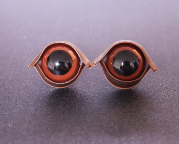 10mm-24mm brown round crystal eyes with brown eyelids with back washer with handpress washer for diy plush doll findings - Image 2