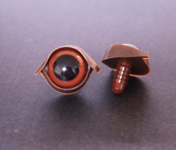 10mm-24mm brown round crystal eyes with brown eyelids with back washer with handpress washer for diy plush doll findings