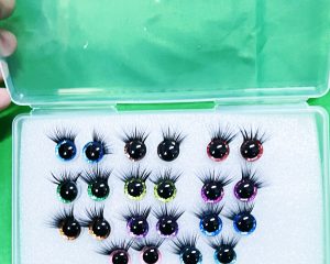 10pair/box 9mm-20mm 3D Centre eyes with colorful disc with black eyelash tray -10colors